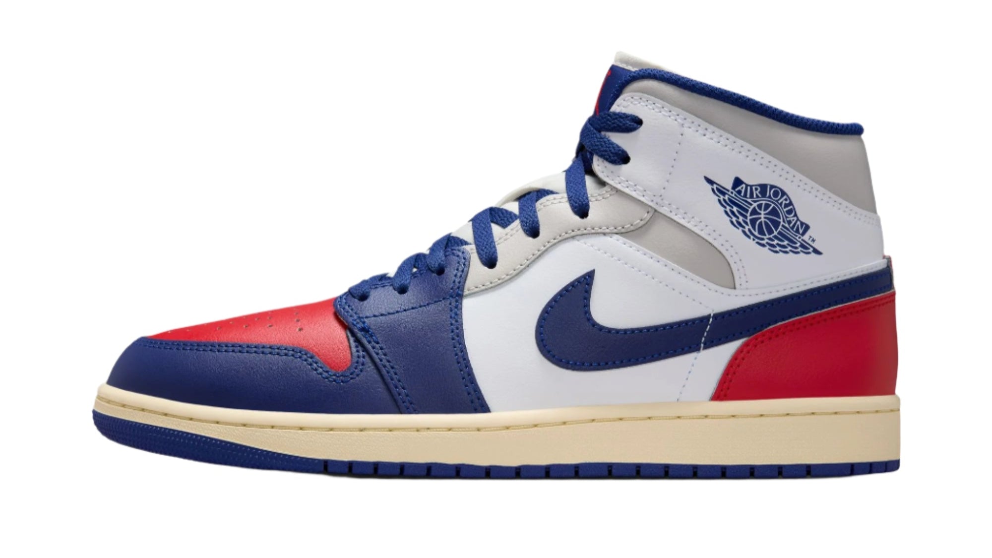 AIR JORDAN 1 MID - WHITE/DEEP ROYAL BLUE-UNIVERSITY RED