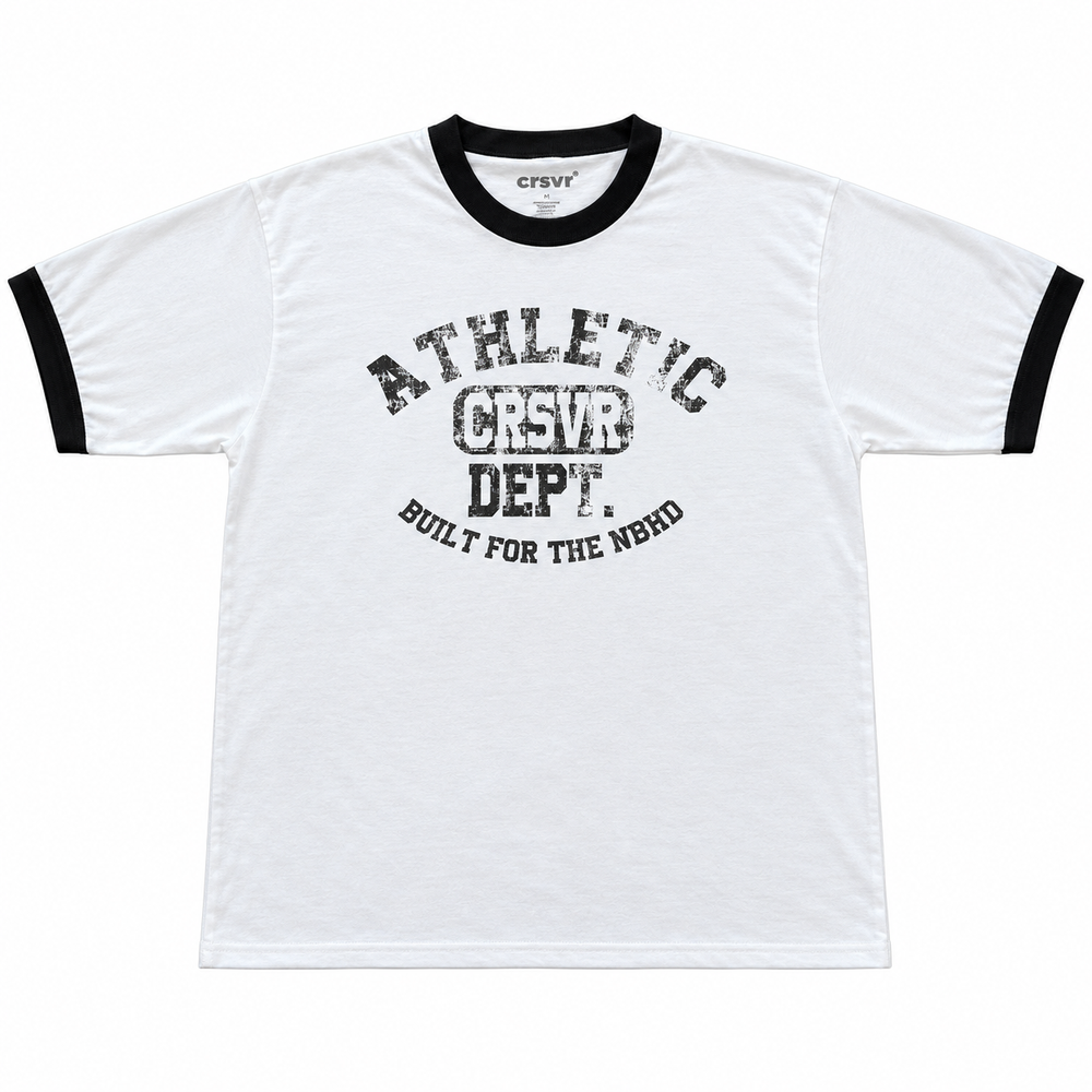 CRSVR ATHLETIC DEPT. RINGER TEE - WHITE/BLACK